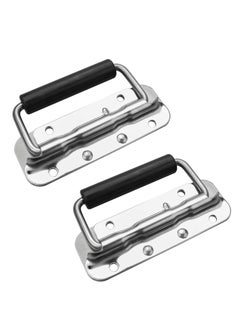KASTWAVE Spring Loaded Pull Handles, Surface Mount Chest Handle with Rubber Grip Handmade Chest Trunk Lifter Handle Pull Heavy Duty Hardware for Chests Trunks Crates Storage Boxes(2 Pack)  - Image 1