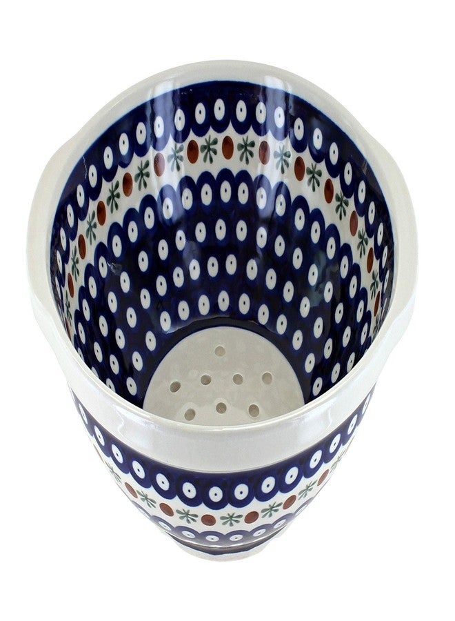 Blue Rose Pottery Blue Rose Polish Pottery - Blue Nature Colander - 9.5" Diameter - Hand-Painted Polish Pottery Ceramic Kitchen Strainer with Handles - Image 2