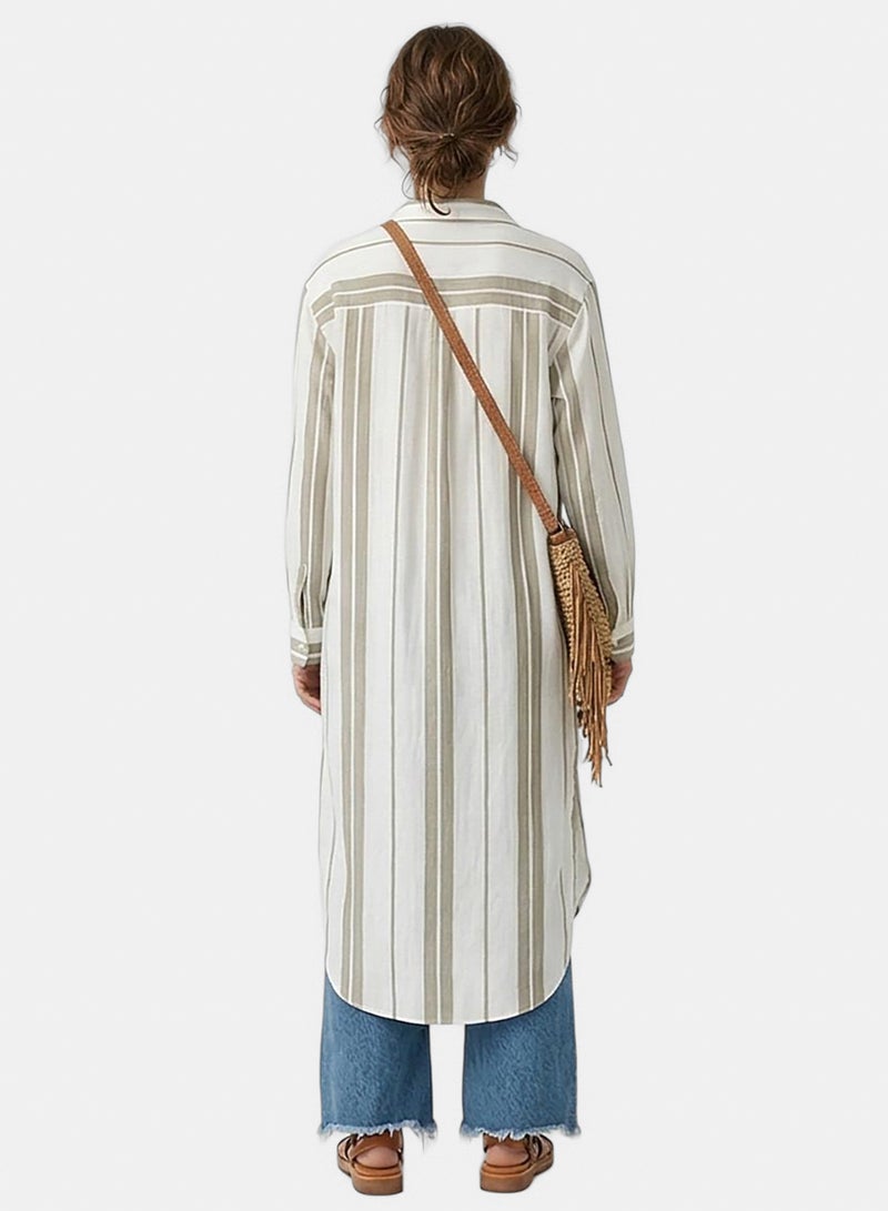 Ravin Women Striped Maxi Tunic Shirt With Deep Side Slits - Image 2