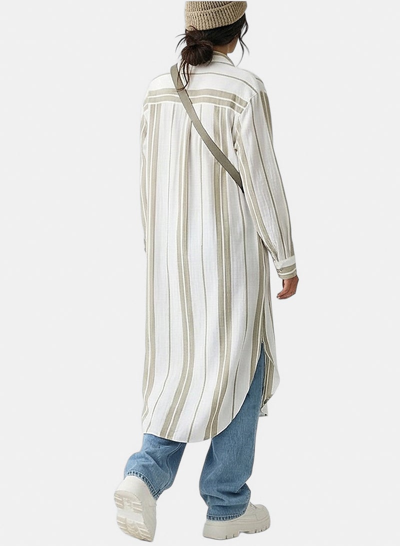 Ravin Women Striped Maxi Tunic Shirt With Deep Side Slits - Image 5
