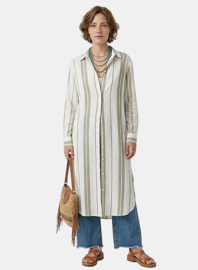 Ravin Women Striped Maxi Tunic Shirt With Deep Side Slits - Image 4