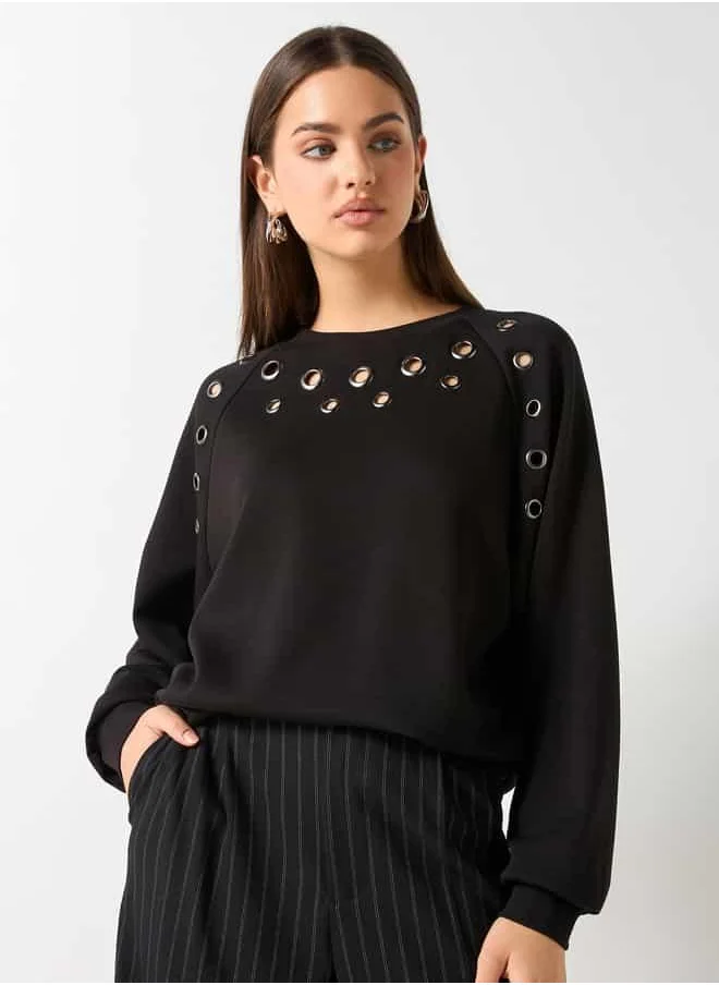 2Xtremz 2Xtremz Eyelet Detail Sweatshirt with Long Sleeves