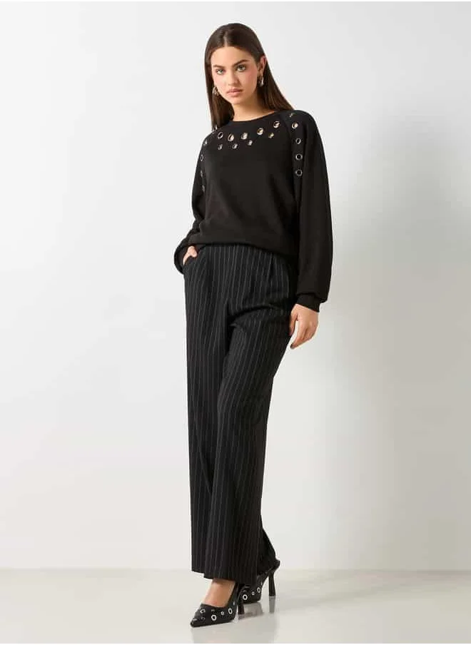 2Xtremz 2Xtremz Eyelet Detail Sweatshirt with Long Sleeves