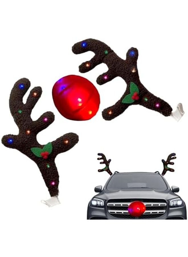 Christmas Antlers Car Exterior Attachment With Light Adjustable Universal Fit - Image 2