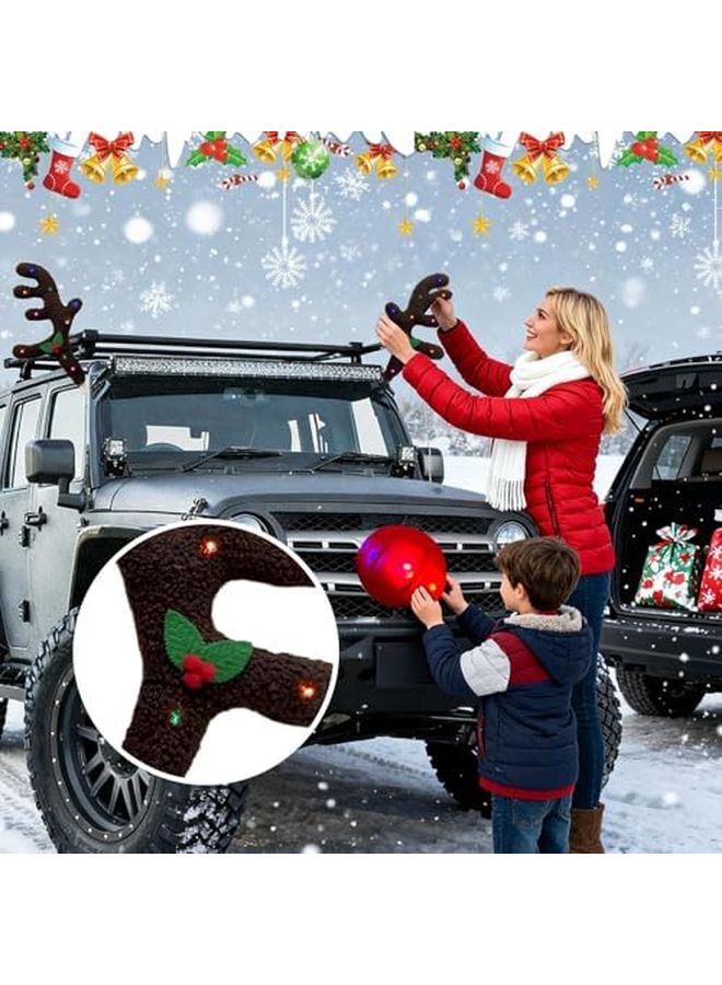 Christmas Antlers Car Exterior Attachment With Light Adjustable Universal Fit - Image 5