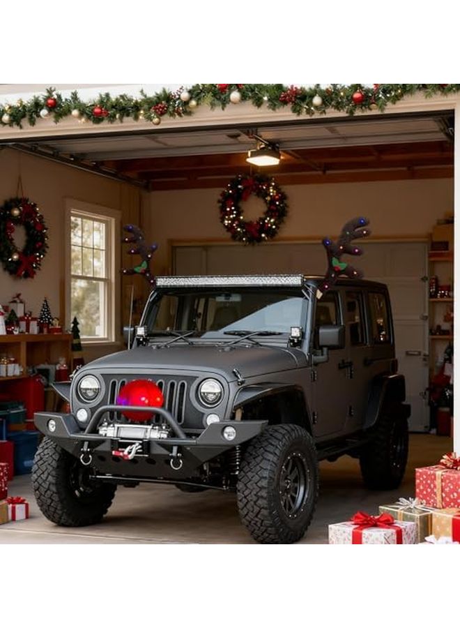 Christmas Antlers Car Exterior Attachment With Light Adjustable Universal Fit - Image 4