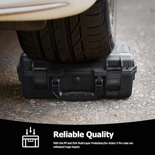 Tomat Action 6/5 Pro Case Waterproof Hard Dual Layer Case For DJI Osmo Action 6/5 Pro/4/3 Accessories Premium Hard Travel Carry Bag Protective, Compatible for MIC 2/Multifunctional Charging Handle - Image 5