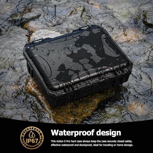Tomat Action 6/5 Pro Case Waterproof Hard Dual Layer Case For DJI Osmo Action 6/5 Pro/4/3 Accessories Premium Hard Travel Carry Bag Protective, Compatible for MIC 2/Multifunctional Charging Handle - Image 4