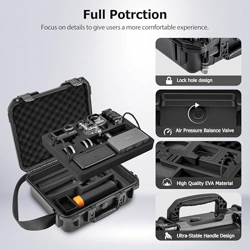 Tomat Action 6/5 Pro Case Waterproof Hard Dual Layer Case For DJI Osmo Action 6/5 Pro/4/3 Accessories Premium Hard Travel Carry Bag Protective, Compatible for MIC 2/Multifunctional Charging Handle - Image 3