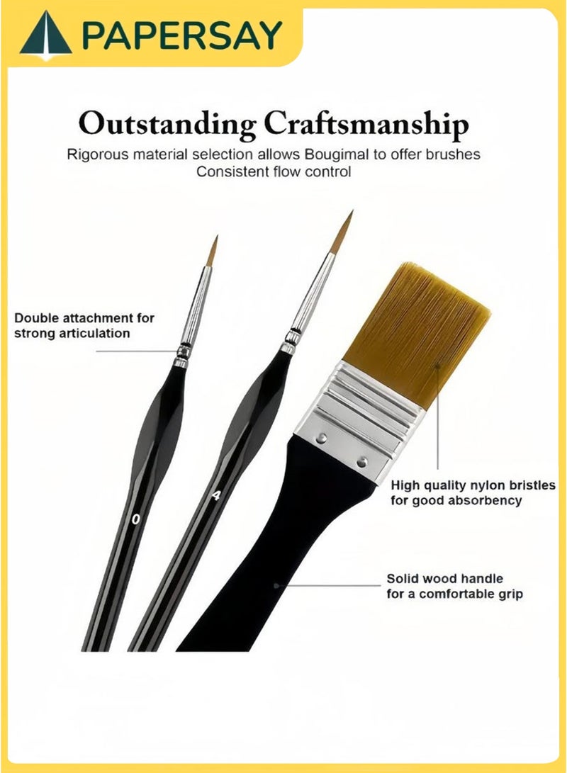 PAPERSAY 32 Pieces Paint Brush Set, Artist Series, Nylon Bristles with Round, Filbert, Flat, Fan, Angle, Fine Detail Brush, Suitable for Artists and Beginners for Acrylic Painting, Oil, Watercolor - Image 4
