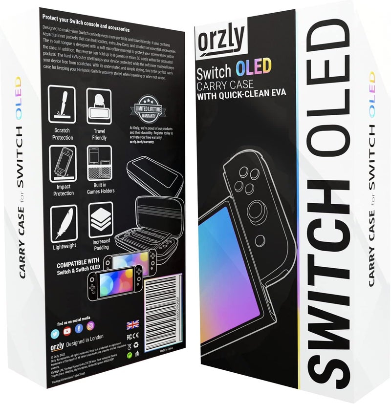Orzly Carrying Case for Nintendo Switch OLED Console with Accessories and Game Storage Compartment - Easy Clean Case Gift Boxed - Image 2