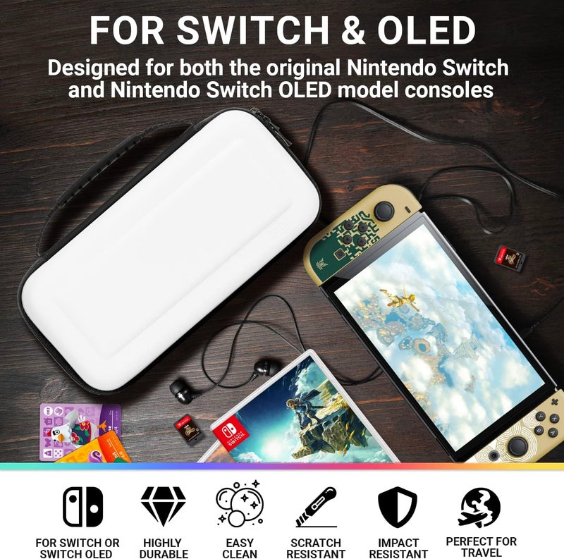 Orzly Carrying Case for Nintendo Switch OLED Console with Accessories and Game Storage Compartment - Easy Clean Case Gift Boxed - Image 3