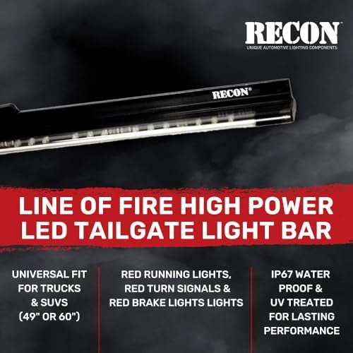 RECON - 60" شريط ضوء خلفي LED أحمر فائق السطوع من خط النار الأصلي يناسب جميع السيارات (أضواء تشغيل، إشارات انعطاف، فرامل) - Image 3