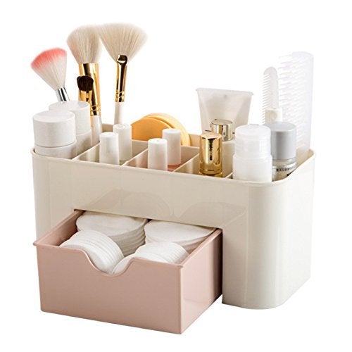 Flipco Flipco Multi Functional Desktop Tidy Organizer Holder Cosmetic Storage Box with Drawer Random Colour  - Image 1