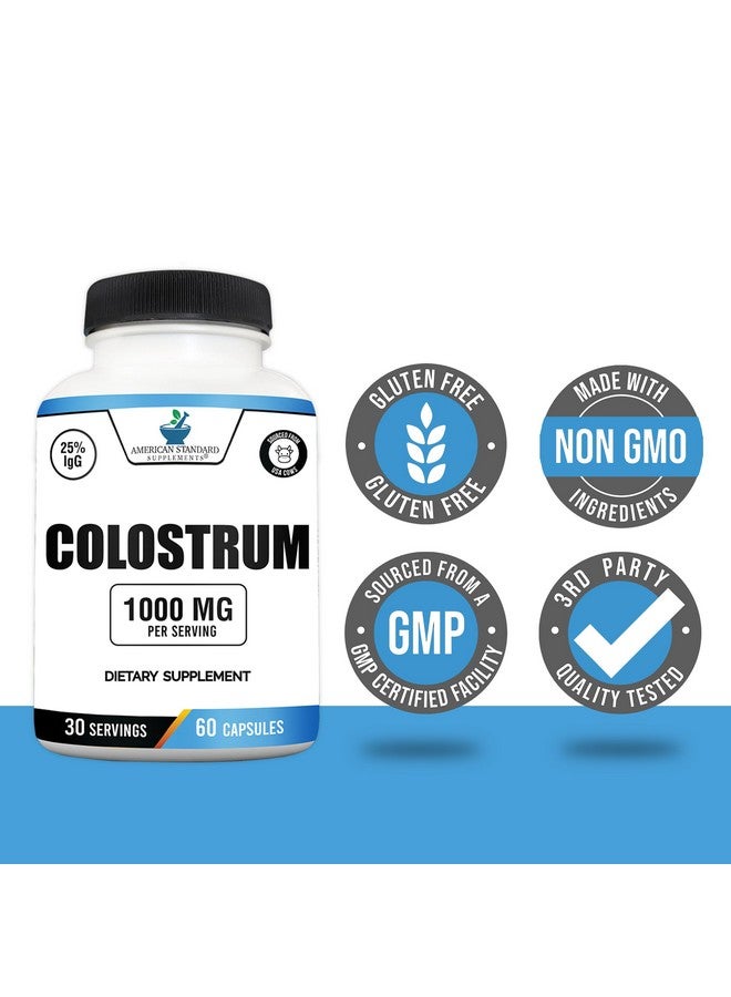 أميركان ستاندارد سابلامنتس كبسولات اللبأ من American Standard Supplements - 1000 مجم لكل وجبة، 60 كبسولة، لبأ البقر من مصادر أمريكية، موحد بنسبة 25% من الغلوبولين المناعي (IgG) - Image 4