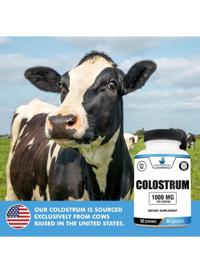 أميركان ستاندارد سابلامنتس كبسولات اللبأ من American Standard Supplements - 1000 مجم لكل وجبة، 60 كبسولة، لبأ البقر من مصادر أمريكية، موحد بنسبة 25% من الغلوبولين المناعي (IgG) - Image 3
