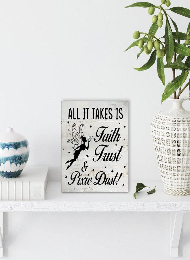 MAVOTEN Inspirational Quote All It Takes is Faith Trust & Pixie Dust Wood Box Sign Rustic Wooden Box Sign Farmhouse Home Office Desk Shelf Decor (5 X 5 Inch) - Image 4