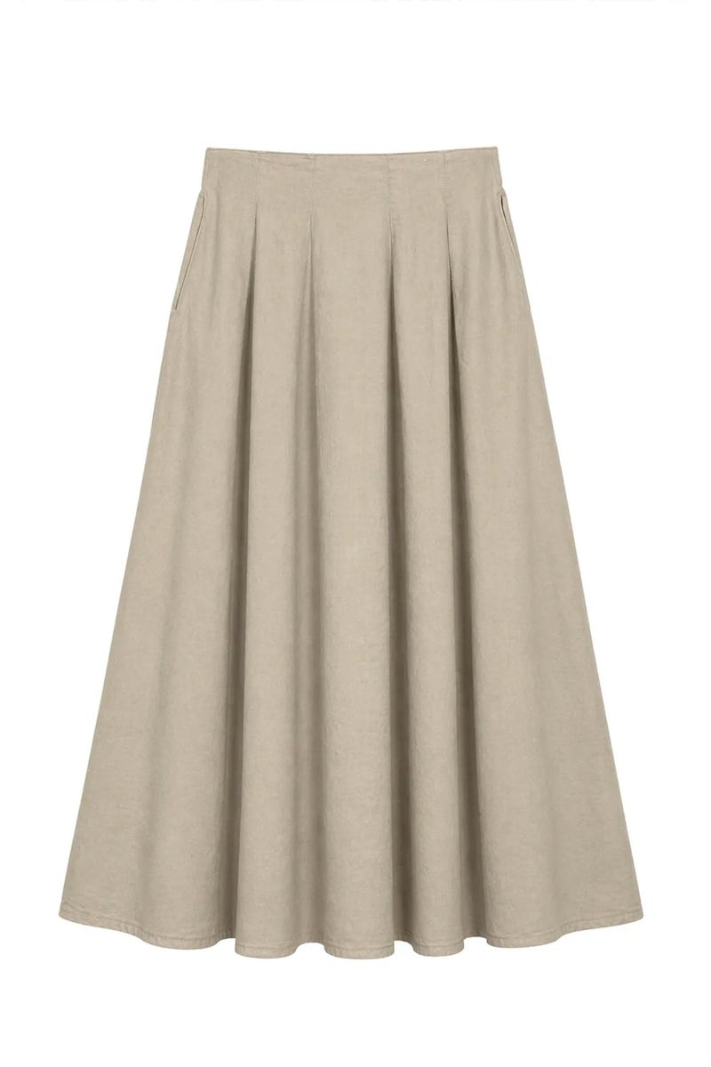 MIXRAY High Waist A-Line Midi Skirt - Image 1