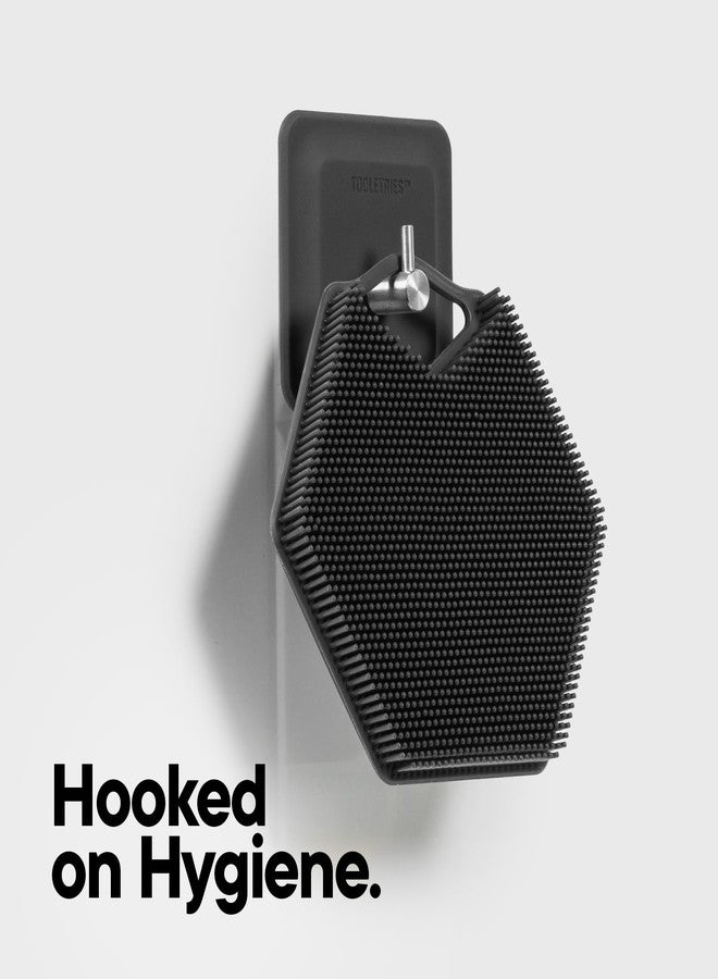 TOOLETRIES فرشاة الجسم TOOLETRIES 2.0 و خطاف الدش - فرشاة سيليكون للتنظيف والتقشير مع خطاف تخزين - شعيرات طويلة جدًا مع مقبض مريح، تدوم طويلاً وسهلة التنظيف - Image 5