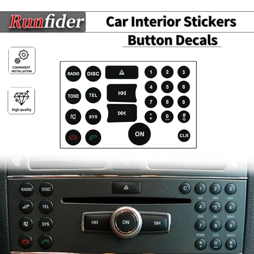Runfider Dash Button Repair Sticker Fit for Mercedes Benz W204 C250 C350 E-Class ML GL GLK 2008-2014 Steering Wheel AC Air Conditioner Window Radio Number - Image 2
