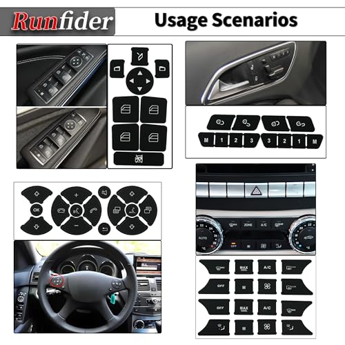 Runfider Dash Button Repair Sticker Fit for Mercedes Benz W204 C250 C350 E-Class ML GL GLK 2008-2014 Steering Wheel AC Air Conditioner Window Radio Number - Image 3