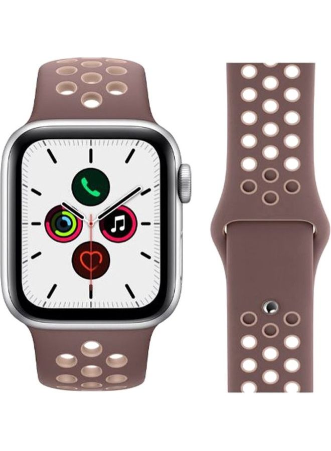 HuHa Replacement Strap Watchband For Apple Watch Series 7 41mm / 6 / SE / 5 / 4 40mm / 3 / 2 / 1 38mm Mauve/Beige - Image 2