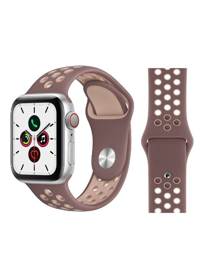 HuHa Replacement Strap Watchband For Apple Watch Series 7 41mm / 6 / SE / 5 / 4 40mm / 3 / 2 / 1 38mm Mauve/Beige - Image 1