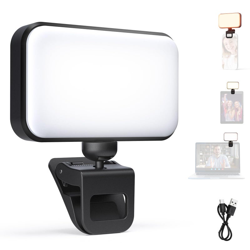 NEEWER Entry Level Version LED Selfie Light, 54 LEDs Plastic Clip on Phone Fill Lighting for iPhone, CRI88 650mAh, Portable for Computer Laptop Webcam Zoom Video Conference Makeup Recording, N8