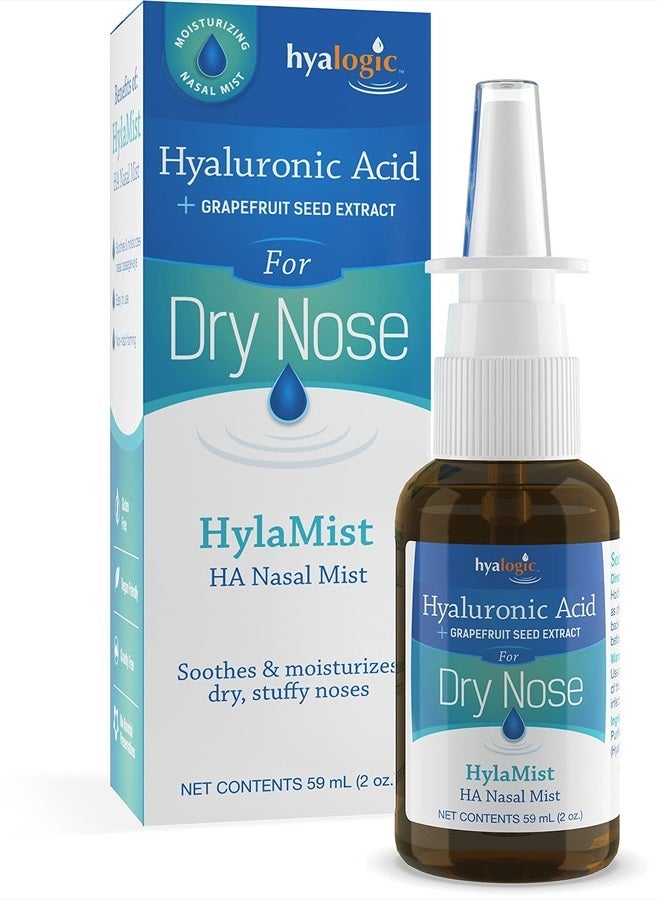 Hyalogic HylaMist Nasal Spray | Hyaluronic Acid Nasal Mist Spray Bottle | Nasal Moisturizer for Dry Nose | Stuffy Nose Relief | Grapefruit Seed Extract Nasal Spray | Antioxidant Mist – (2 oz / 59ml) - Image 1