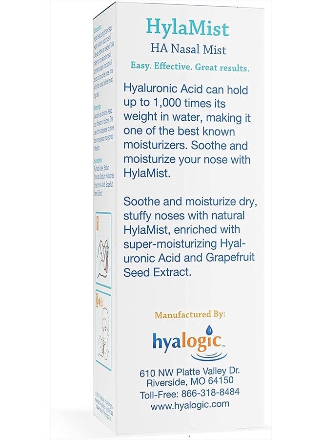 Hyalogic HylaMist Nasal Spray | Hyaluronic Acid Nasal Mist Spray Bottle | Nasal Moisturizer for Dry Nose | Stuffy Nose Relief | Grapefruit Seed Extract Nasal Spray | Antioxidant Mist – (2 oz / 59ml) - Image 2