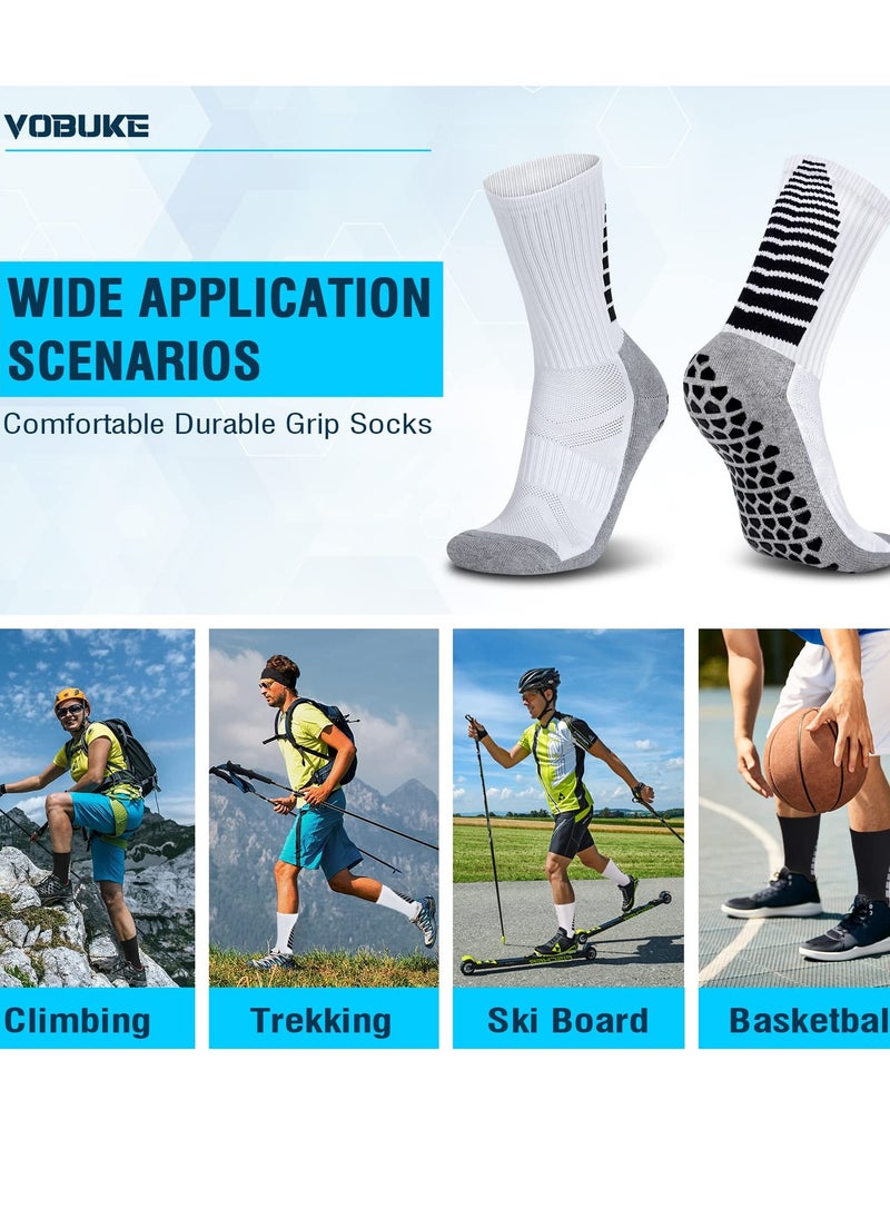 SYOSI - 3 Pairs Anti Slip Football Sport Socks Breathable Anti Blister Grip Socks Men Women Non Slip Trainer Socks Cushion Athletic Soccer Socks for Basketball Hiking Walking Running Rugby (White) - Image 1