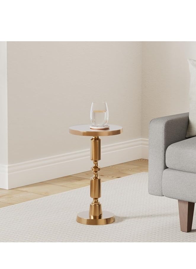 Objet D'Art - Antique Gold Side Table, Stylish and Durable End Table for Living Room, Bedroom, Office - Timeless Design with Corrosion-Resistant Cast Aluminum Construction - Image 1