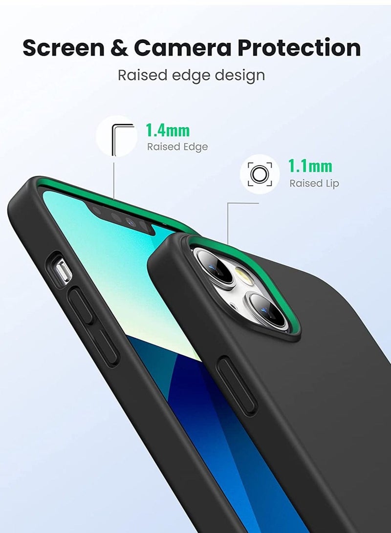 DUSALA Silicone Protective Case for iPhone 13 Case 6.1inch Soft Liquid Gel Rubber Cover Shockproof Bumper Anti-Scratch Anti-Fingerprint Anti-Drop Slim Thin Cover Compatible for iPhone 13 Black Cover - Image 2