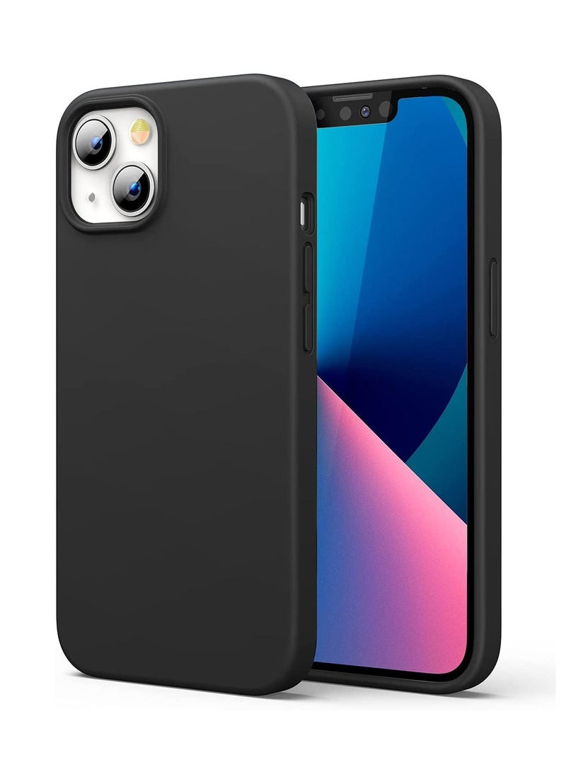 DUSALA Silicone Protective Case for iPhone 13 Case 6.1inch Soft Liquid Gel Rubber Cover Shockproof Bumper Anti-Scratch Anti-Fingerprint Anti-Drop Slim Thin Cover Compatible for iPhone 13 Black Cover - Image 1