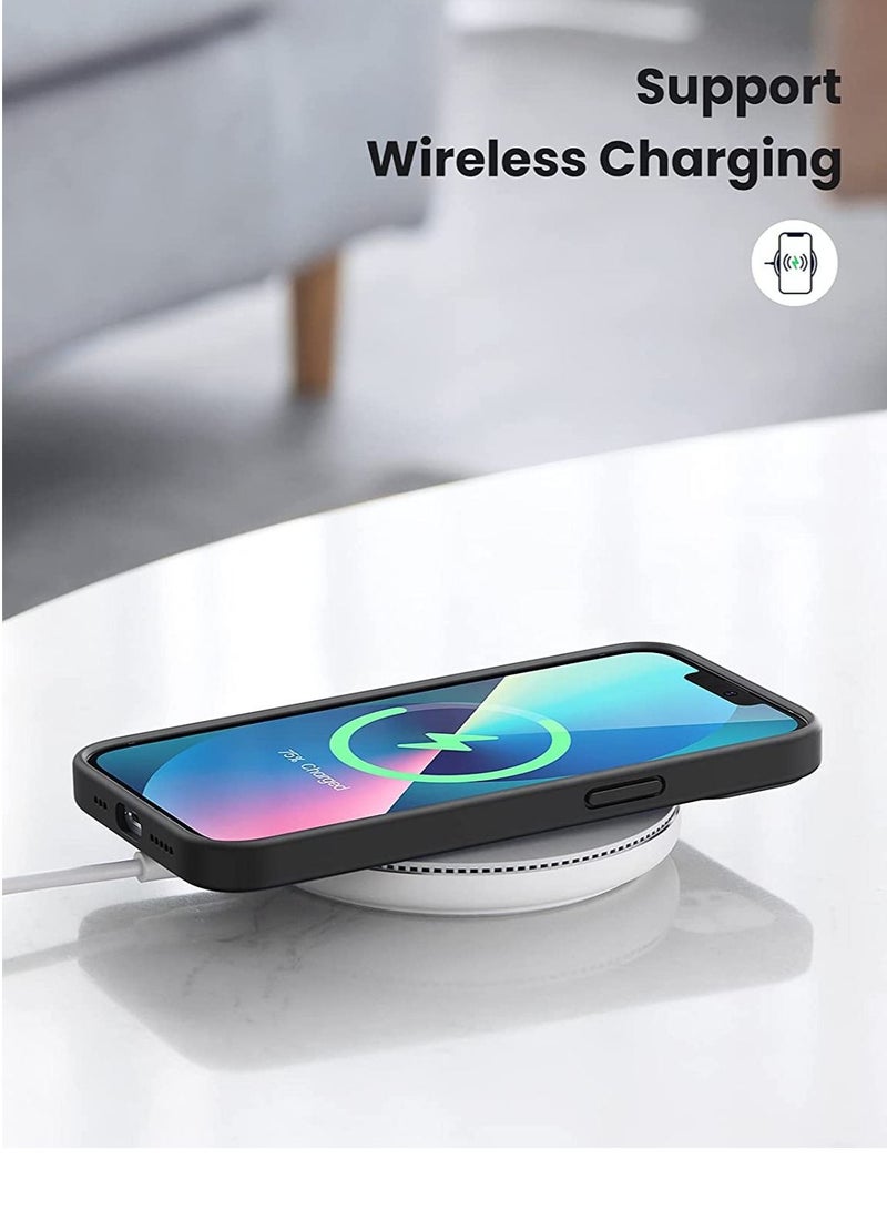 DUSALA Silicone Protective Case for iPhone 13 Case 6.1inch Soft Liquid Gel Rubber Cover Shockproof Bumper Anti-Scratch Anti-Fingerprint Anti-Drop Slim Thin Cover Compatible for iPhone 13 Black Cover - Image 3