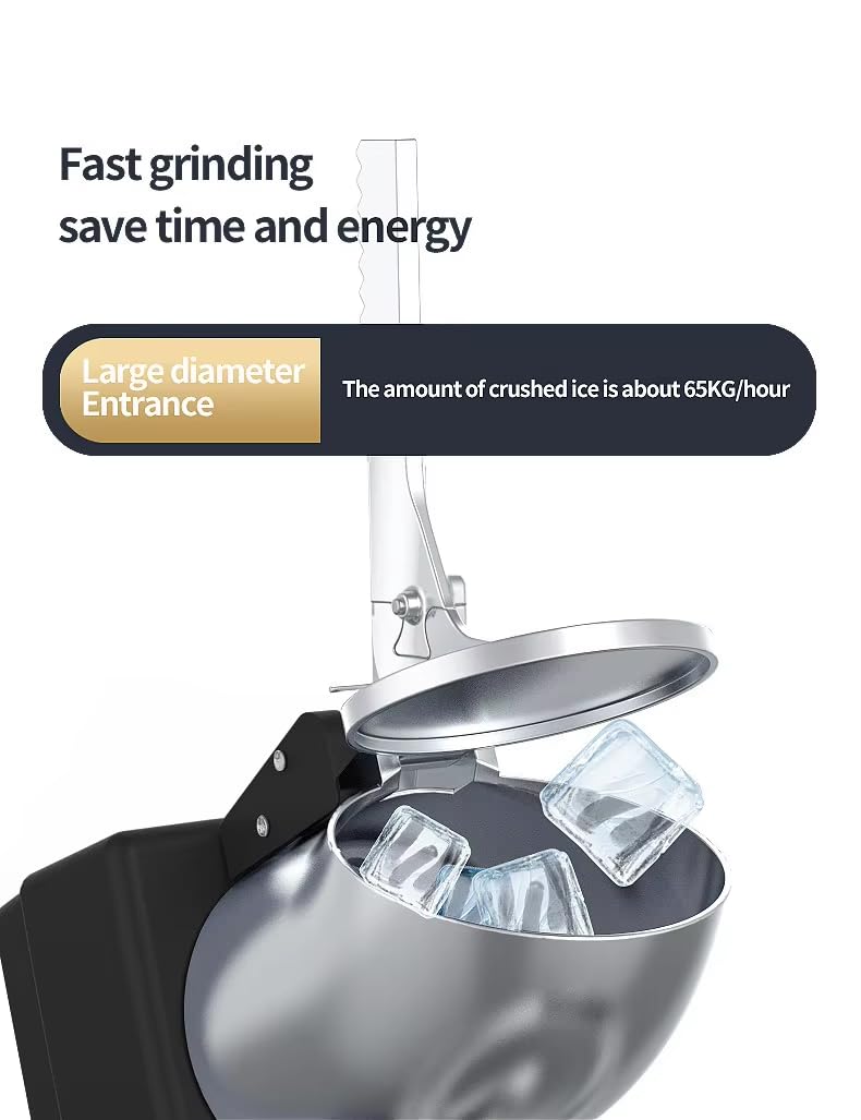 TRADY Ice Crusher Machine Powerful Electric Ice Blender with Steel BladesLarge CapacityFast GrindingAntiShake Stable Baseand Handle Perfect for Use in RestaurantsBarsCafsHome Ice Shaving Needs - Image 3