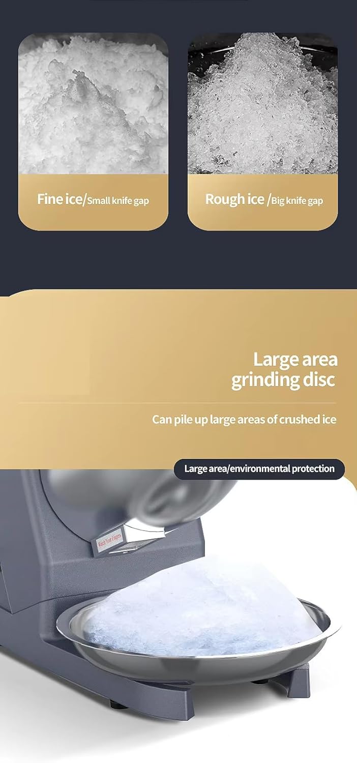 TRADY Ice Crusher Machine Powerful Electric Ice Blender with Steel BladesLarge CapacityFast GrindingAntiShake Stable Baseand Handle Perfect for Use in RestaurantsBarsCafsHome Ice Shaving Needs - Image 4