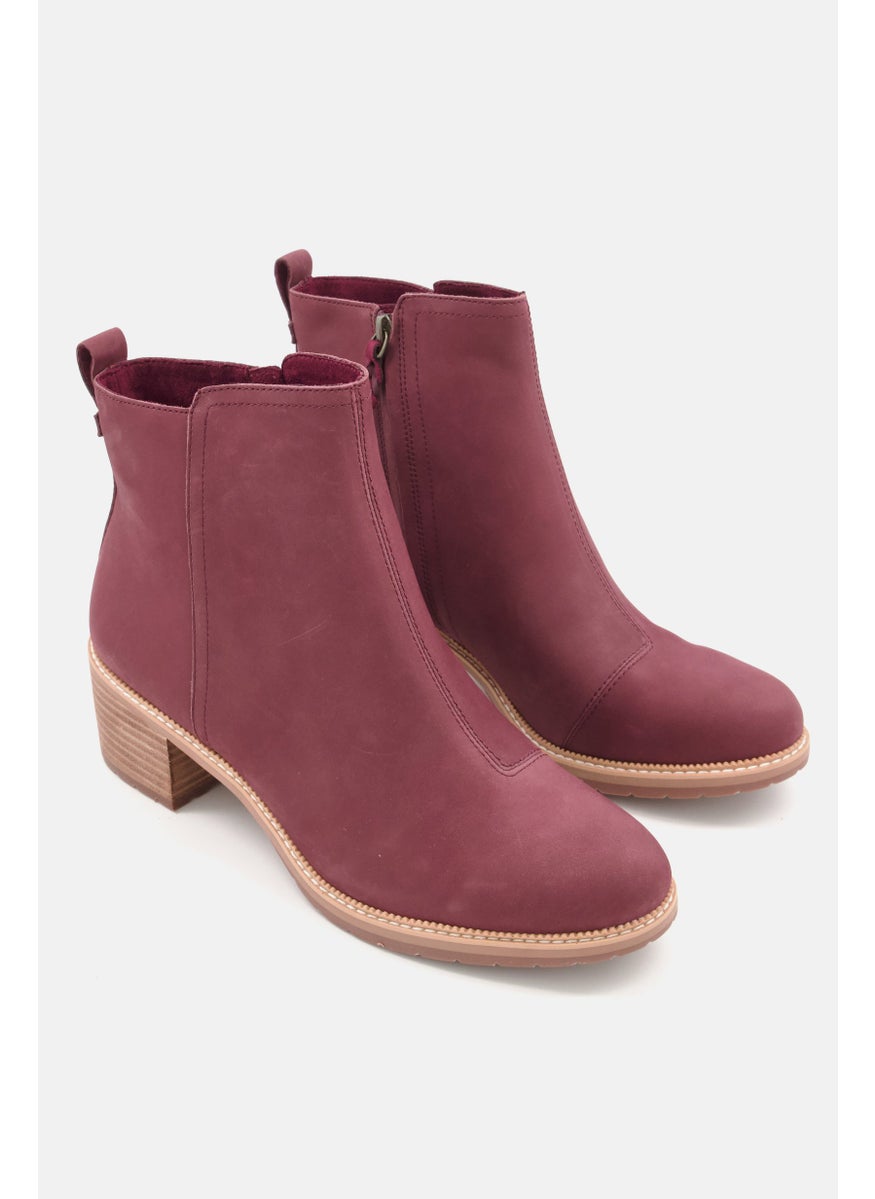 TOMS Women Marina Zip Up Ankle Boots, Maroon  - Image 1
