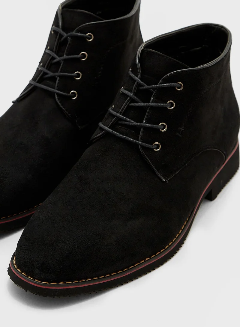 Robert Wood Faux Suede Casual Chukka Boots