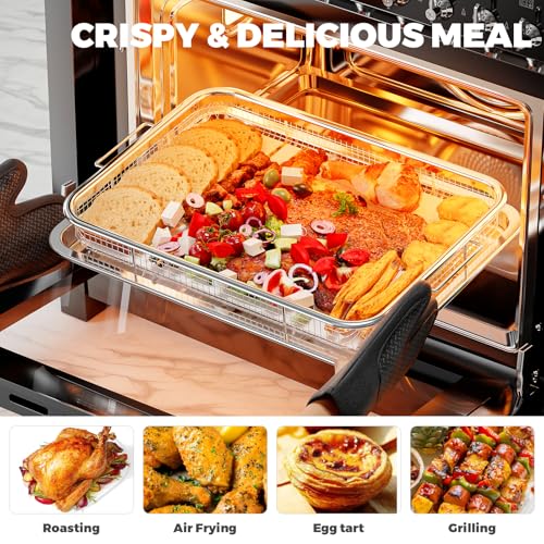 OSJ COOK Air Fryer Basket for Oven, Air Fryer Basket and Stainless Steel Baking Tray Pant Oven Air Fryer Pan Rack for Cooking Baking Dishwasher and Broiling (15.3"x11") - Image 5