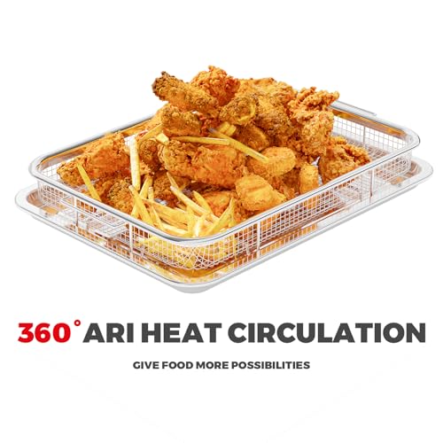 OSJ COOK Air Fryer Basket for Oven, Air Fryer Basket and Stainless Steel Baking Tray Pant Oven Air Fryer Pan Rack for Cooking Baking Dishwasher and Broiling (15.3"x11") - Image 2