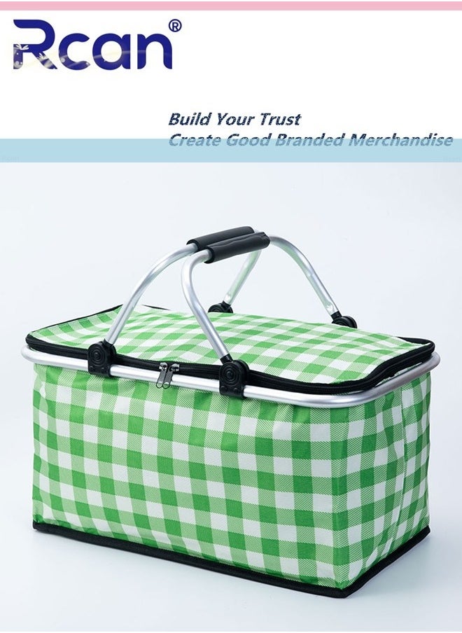 Large-Capacity Picnic Basket, Folding Portable Lunch Bag, Oxford Cloth Waterproof Insulated Aluminum Frame Basket, 30L Cooler Bag Basket for Camping, Travel, Outdoor Party - pzsku/Z727F17A671495B404C61Z/45/_/1701941783/bc83dd80-5389-45f5-a30f-03f6694dcb0f