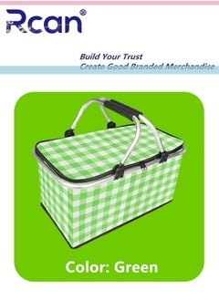 Rcan Large-Capacity Picnic Basket, Folding Portable Lunch Bag, Oxford Cloth Waterproof Insulated Aluminum Frame Basket, 30L Cooler Bag Basket for Camping, Travel, Outdoor Party  - Image 2