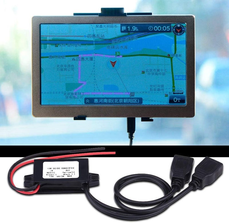 كينسو وحدة تحويل DC 12V إلى 5V، 3A محول USB مزدوج فائق النحافة متعدد الوظائف، وحدة تحويل USB مزدوجة لشحن الهواتف في السيارات والدراجات النارية - Image 2