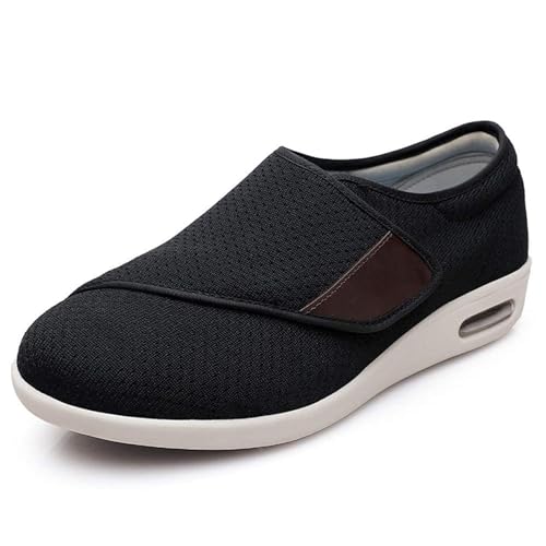 EDCYF Womens Diabetic Shoes Wide Width Shoes Comfortable Adjustable with NonSlip Air Cushion Bottom for Elderly Swollen Feet Walking Edema Sneakers Black - Image 1