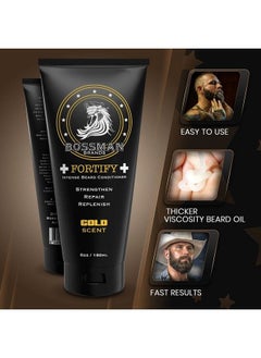 bossman Fortify Intense Beard Conditioner Shower Beard Wash Moisturizer And Beard Softener For Men Beard Growth Products Made In Usa (Gold Scent) 6 Oz  - Image 4