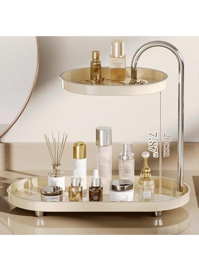 PTTIMFFM 2 Tiers Sink Trays Cosmetic Storage Organizer for Dresser Soap Dispenser Sponge Holder Standing Perfume Tray for Bedroom Decor - Image 4