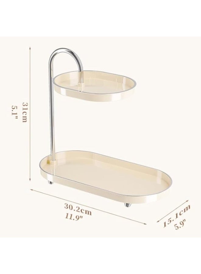 PTTIMFFM 2 Tiers Sink Trays Cosmetic Storage Organizer for Dresser Soap Dispenser Sponge Holder Standing Perfume Tray for Bedroom Decor - Image 5