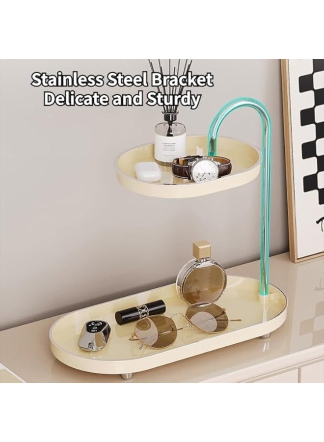 PTTIMFFM 2 Tiers Sink Trays Cosmetic Storage Organizer for Dresser Soap Dispenser Sponge Holder Standing Perfume Tray for Bedroom Decor - Image 3