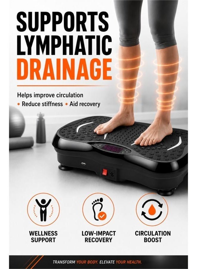 Vibration Plate Exercise Machine for Home Workout Fitness, 330lbs Max Load Vibration Platform for Lymphatic Drainage, with Bluetooth Speaker & Resistance Bands - Image 2